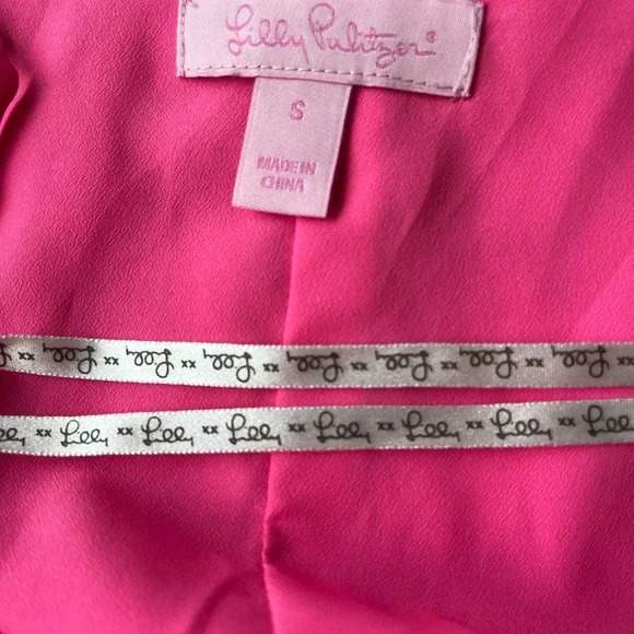 Lilly Pulitzer Pink  w/Green Embellishments Jennifer Mini Slip Dress Size S - Picture 7 of 7
